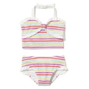 Janie and Jack Stripe Textured Striped 2 Piece Swimsuit